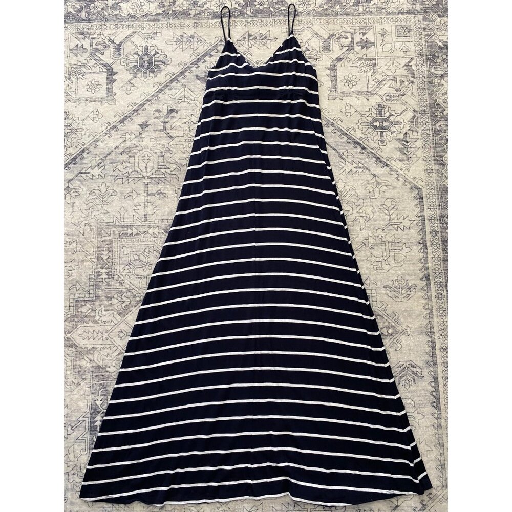 Tommy Hilfiger Womens Size XS Navy & White Striped Maxi Dress‎ Spaghetti Straps
